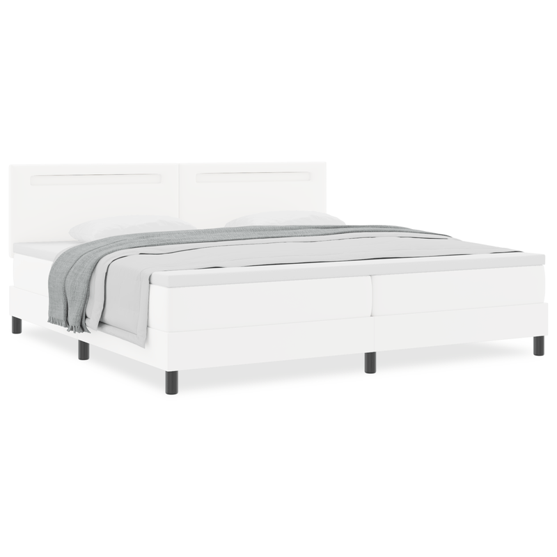 Casa si Gradina - Mobilier - Paturi si accesorii - Paturi - Pat Box Spring  cu saltea Alb 200x200 cm Piele artificiala - Infinity.ro