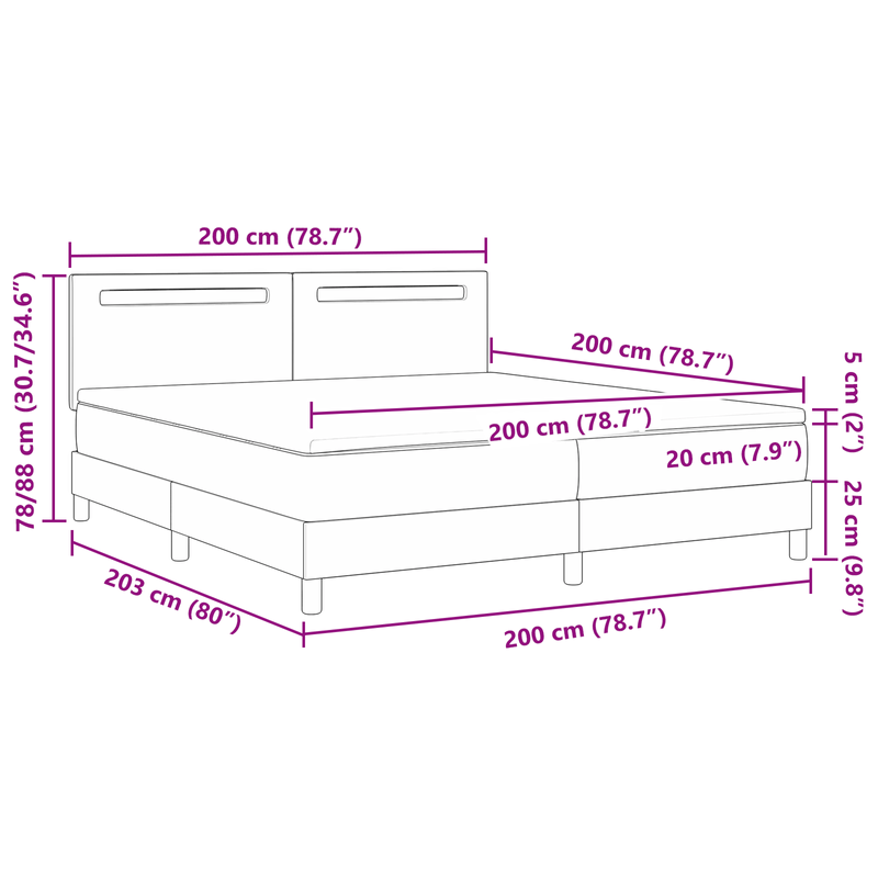 Casa si Gradina - Mobilier - Paturi si accesorii - Paturi - Pat Box Spring  cu saltea Alb 200x200 cm Piele artificiala - Infinity.ro