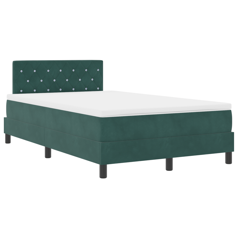 Casa si Gradina - Mobilier - Paturi si accesorii - Paturi - Pat box spring cu saltea, verde inchis, dublu mic, catifea - Infinity.ro