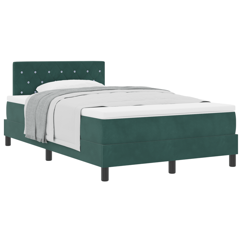 Casa si Gradina - Mobilier - Paturi si accesorii - Paturi - Pat box spring cu saltea, verde inchis, dublu mic, catifea - Infinity.ro