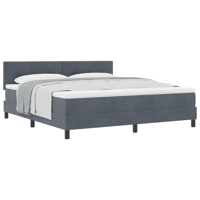 Casa si Gradina - Mobilier - Paturi si accesorii - Paturi - Pat box spring cu saltea, gri inchis, super king, catifea - Infinity.ro