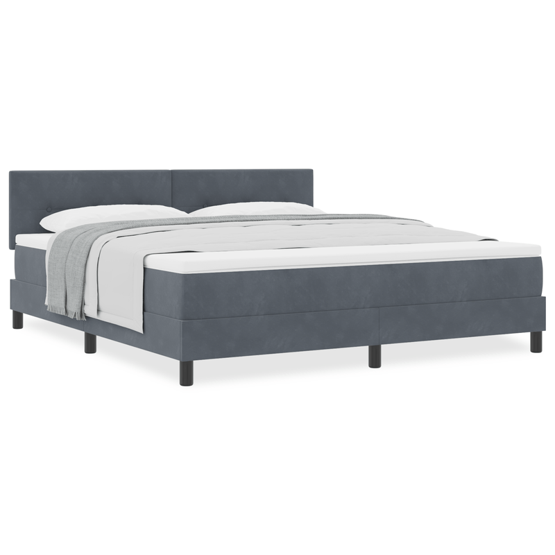 Casa si Gradina - Mobilier - Paturi si accesorii - Paturi - Pat box spring cu saltea, gri inchis, super king, catifea - Infinity.ro