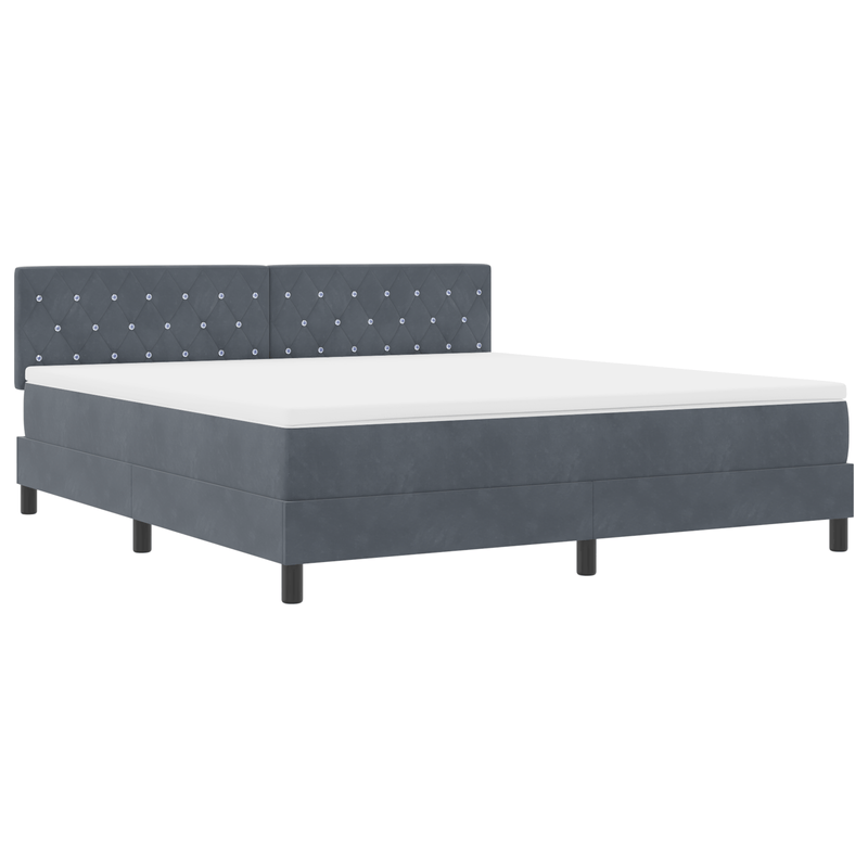 Casa si Gradina - Mobilier - Paturi si accesorii - Paturi - Pat box spring cu saltea, gri inchis, super king, catifea - Infinity.ro