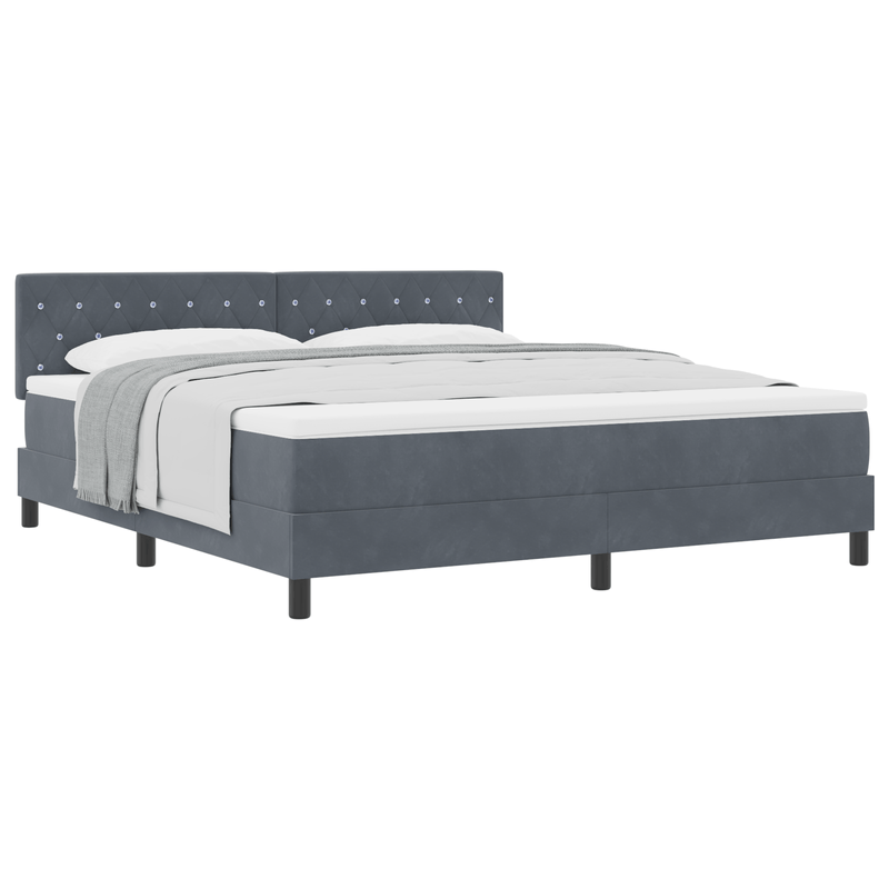 Casa si Gradina - Mobilier - Paturi si accesorii - Paturi - Pat box spring cu saltea, gri inchis, super king, catifea - Infinity.ro