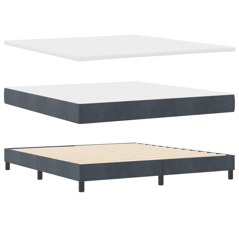 Casa si Gradina - Mobilier - Paturi si accesorii - Paturi - Pat box spring cu saltea, gri inchis, super king, catifea - Infinity.ro