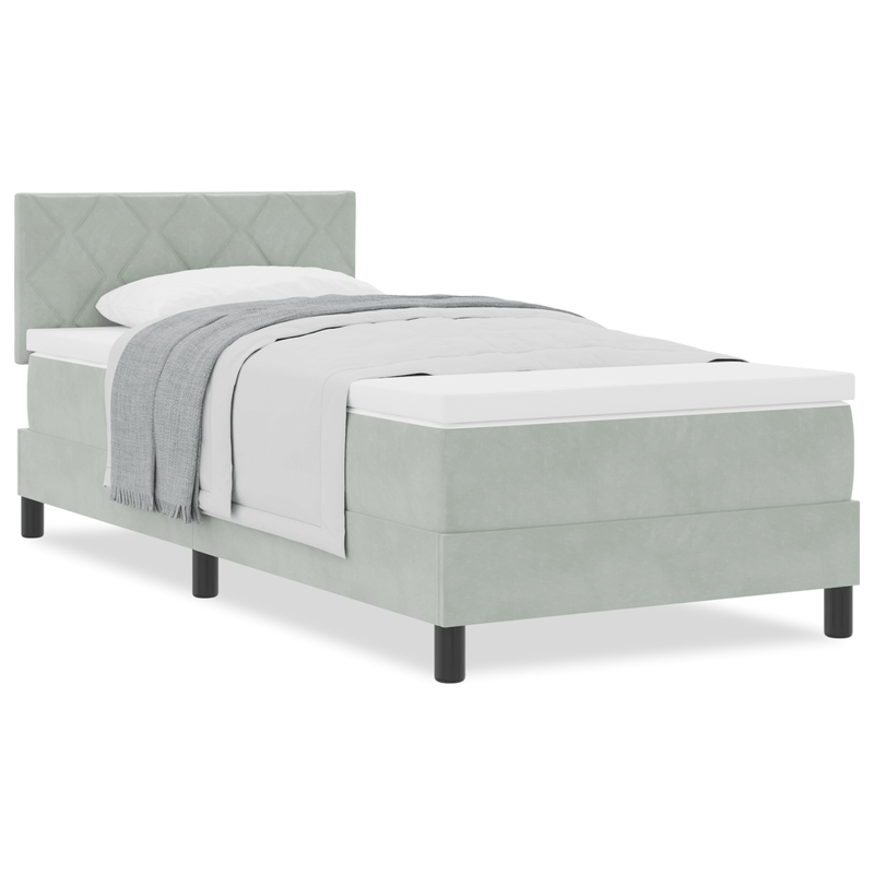 Casa si Gradina - Mobilier - Paturi si accesorii - Paturi - Pat box spring cu saltea, gri deschis, 90x200 cm, catifea - Infinity.ro