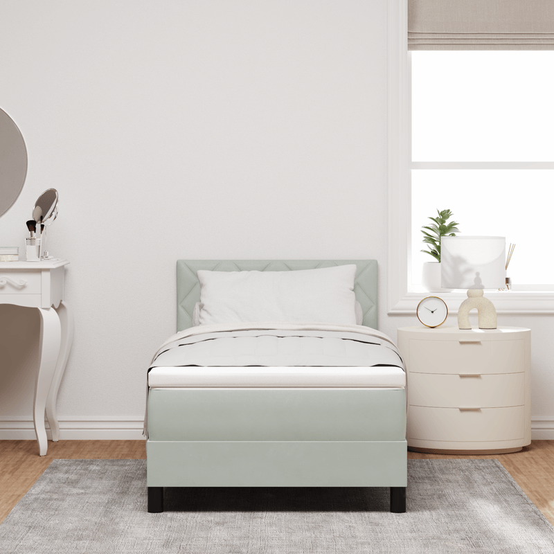 Casa si Gradina - Mobilier - Paturi si accesorii - Paturi - Pat box spring cu saltea, gri deschis, 90x200 cm, catifea - Infinity.ro