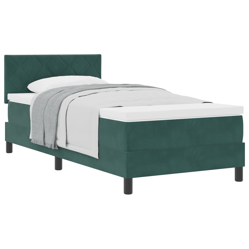 Casa si Gradina - Mobilier - Paturi si accesorii - Paturi - Pat box spring cu saltea, verde inchis, 100x200 cm, catifea - Infinity.ro