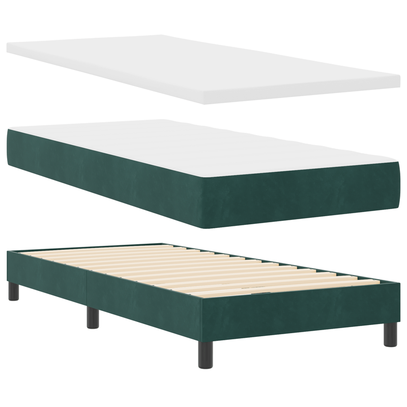 Casa si Gradina - Mobilier - Paturi si accesorii - Paturi - Pat box spring cu saltea, verde inchis, 100x200 cm, catifea - Infinity.ro