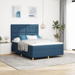 Casa si Gradina - Mobilier - Paturi si accesorii - Paturi - Pat Box Spring cu saltea Albastra 160x200 cm Stofa - Infinity.ro