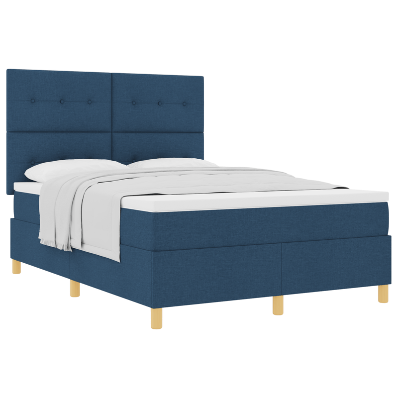 Casa si Gradina - Mobilier - Paturi si accesorii - Paturi - Pat Box Spring cu saltea Albastra 160x200 cm Stofa - Infinity.ro