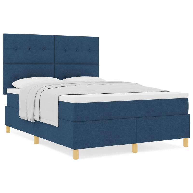 Casa si Gradina - Mobilier - Paturi si accesorii - Paturi - Pat Box Spring cu saltea Albastra 160x200 cm Stofa - Infinity.ro