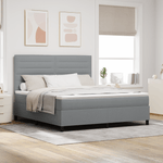 Casa si Gradina - Mobilier - Paturi si accesorii - Paturi - Pat cu arcuri cu saltea gri deschis super king din tesatura - Infinity.ro