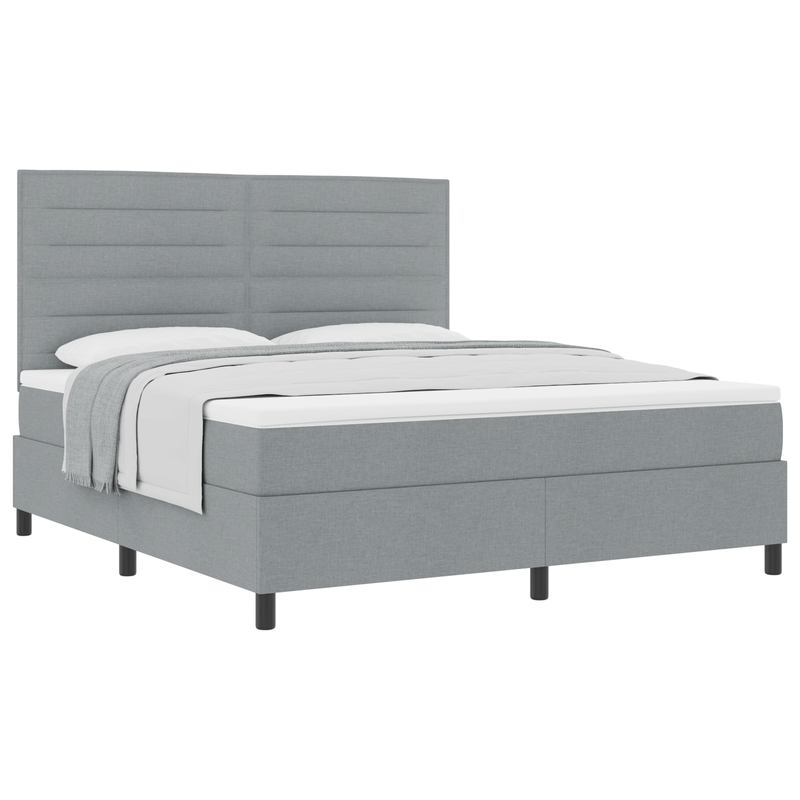Casa si Gradina - Mobilier - Paturi si accesorii - Paturi - Pat cu arcuri cu saltea gri deschis super king din tesatura - Infinity.ro