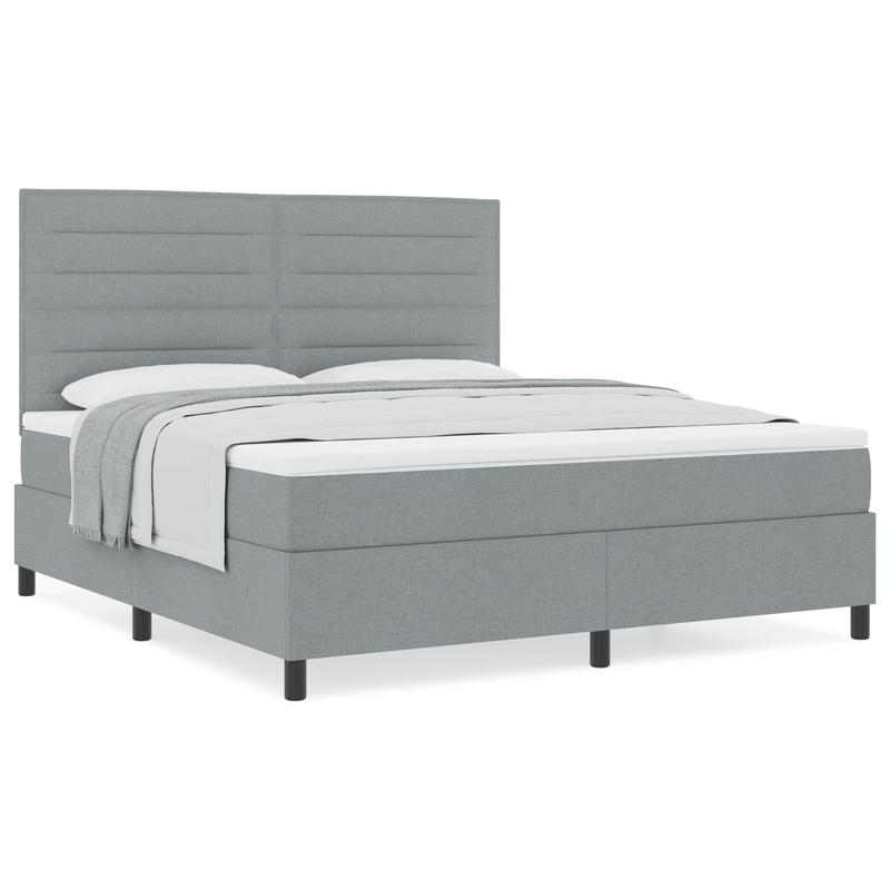 Casa si Gradina - Mobilier - Paturi si accesorii - Paturi - Pat cu arcuri cu saltea gri deschis super king din tesatura - Infinity.ro