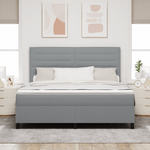 Casa si Gradina - Mobilier - Paturi si accesorii - Paturi - Pat cu arcuri cu saltea gri deschis super king din tesatura - Infinity.ro