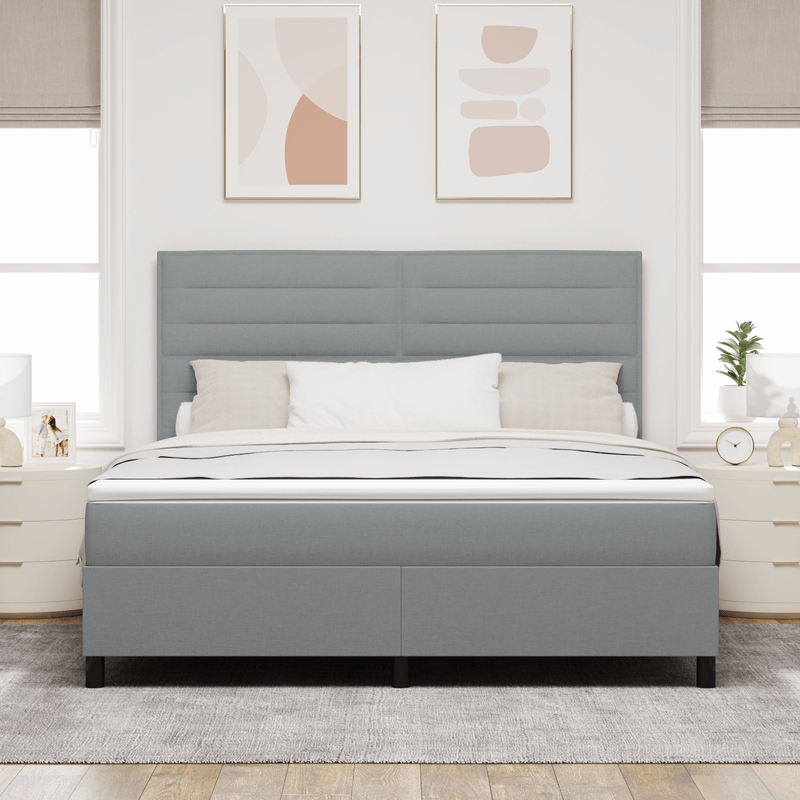 Casa si Gradina - Mobilier - Paturi si accesorii - Paturi - Pat cu arcuri cu saltea gri deschis super king din tesatura - Infinity.ro