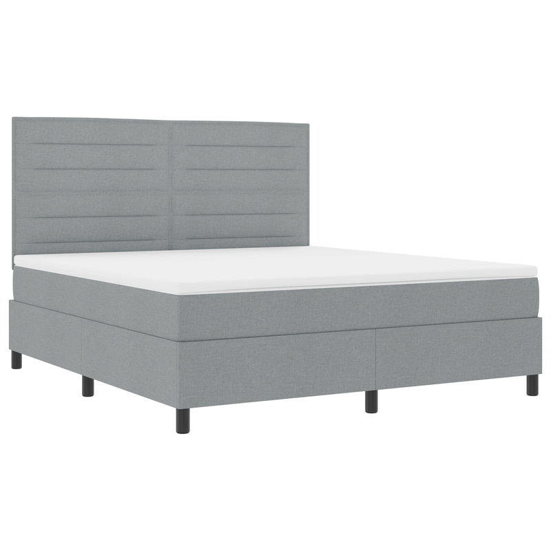 Casa si Gradina - Mobilier - Paturi si accesorii - Paturi - Pat cu arcuri cu saltea gri deschis super king din tesatura - Infinity.ro