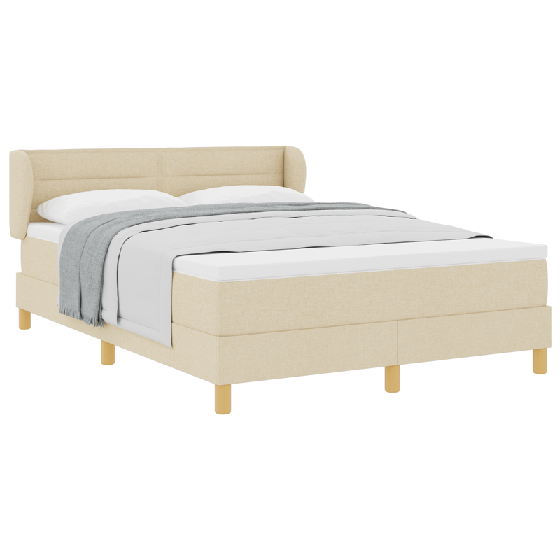 Casa si Gradina - Mobilier - Paturi si accesorii - Paturi - Pat box spring cu saltea, crem, 140x190 cm, textil - Infinity.ro