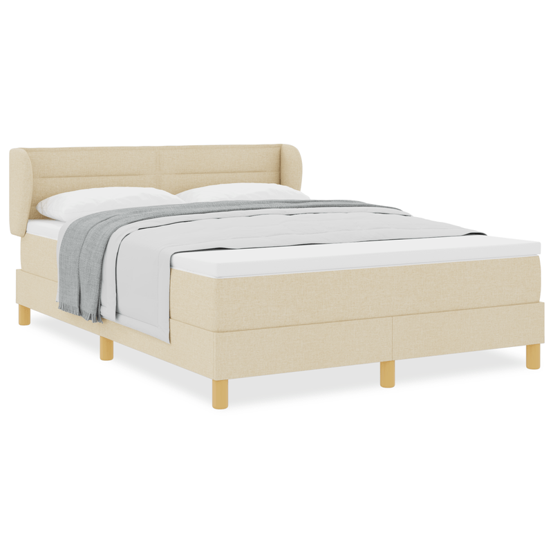 Casa si Gradina - Mobilier - Paturi si accesorii - Paturi - Pat box spring cu saltea, crem, 140x190 cm, textil - Infinity.ro