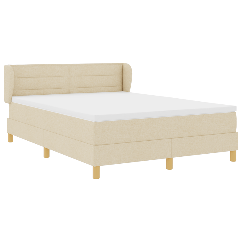 Casa si Gradina - Mobilier - Paturi si accesorii - Paturi - Pat box spring cu saltea, crem, 140x190 cm, textil - Infinity.ro