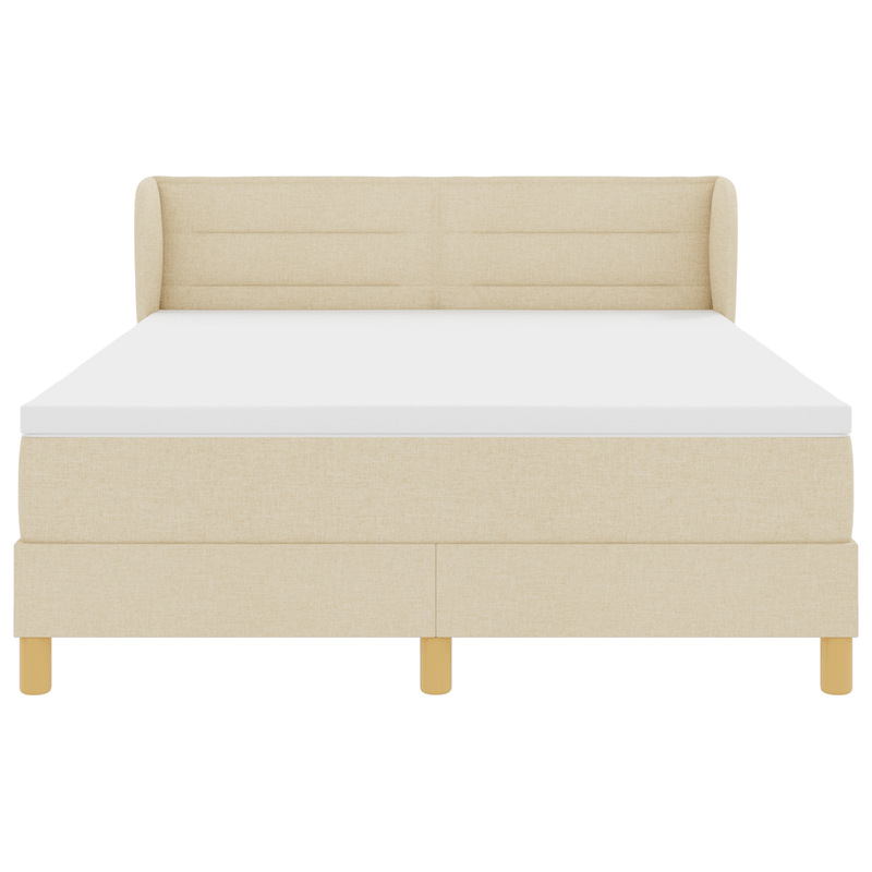 Casa si Gradina - Mobilier - Paturi si accesorii - Paturi - Pat box spring cu saltea, crem, 140x190 cm, textil - Infinity.ro