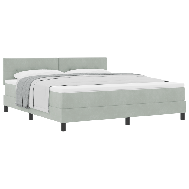 Casa si Gradina - Mobilier - Paturi si accesorii - Paturi - Pat box spring cu saltea, gri deschis, super king, catifea - Infinity.ro