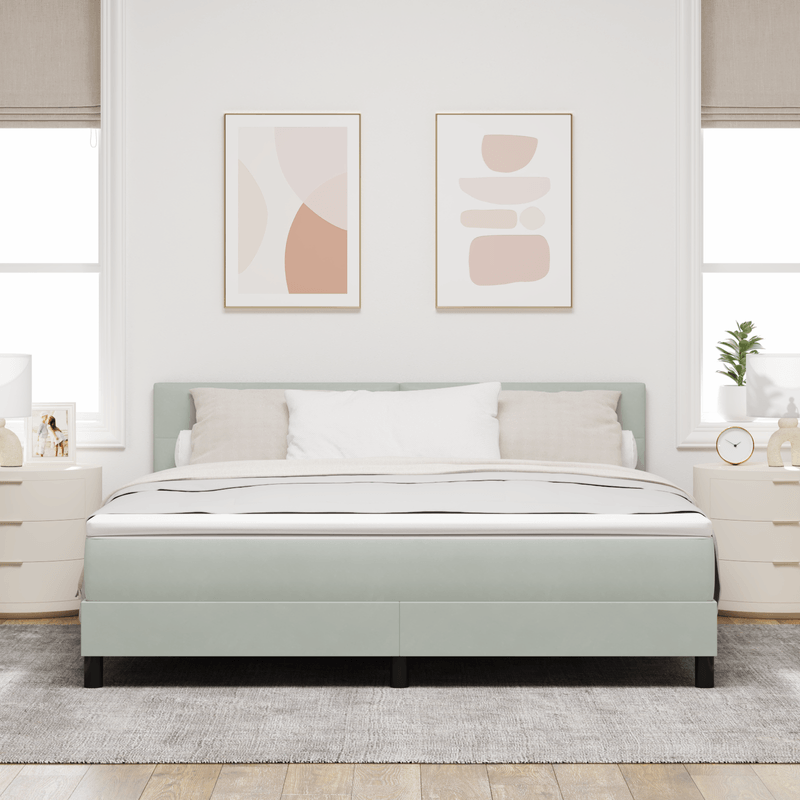 Casa si Gradina - Mobilier - Paturi si accesorii - Paturi - Pat box spring cu saltea, gri deschis, super king, catifea - Infinity.ro