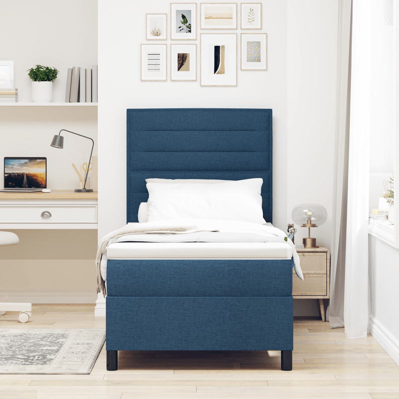 Casa si Gradina - Mobilier - Paturi si accesorii - Paturi - Pat cu arcuri box cu saltea albastra 90x200 cm tesatura - Infinity.ro