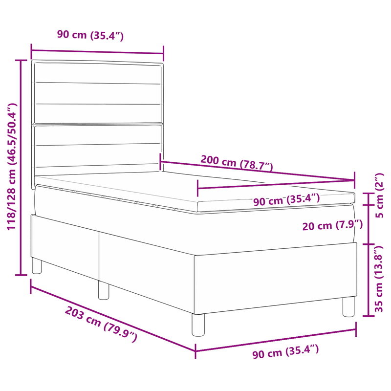 Casa si Gradina - Mobilier - Paturi si accesorii - Paturi - Pat cu arcuri box cu saltea albastra 90x200 cm tesatura - Infinity.ro