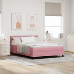 Casa si Gradina - Mobilier - Paturi si accesorii - Paturi - Pat box spring cu saltea, roz, 140x200 cm, catifea - Infinity.ro