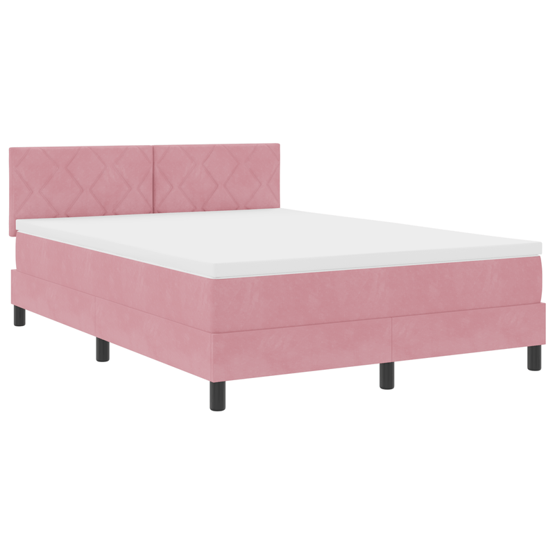 Casa si Gradina - Mobilier - Paturi si accesorii - Paturi - Pat box spring cu saltea, roz, 140x200 cm, catifea - Infinity.ro