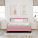 Casa si Gradina - Mobilier - Paturi si accesorii - Paturi - Pat box spring cu saltea, roz, 140x200 cm, catifea - Infinity.ro