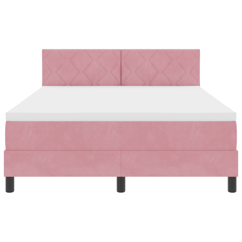 Casa si Gradina - Mobilier - Paturi si accesorii - Paturi - Pat box spring cu saltea, roz, 140x200 cm, catifea - Infinity.ro