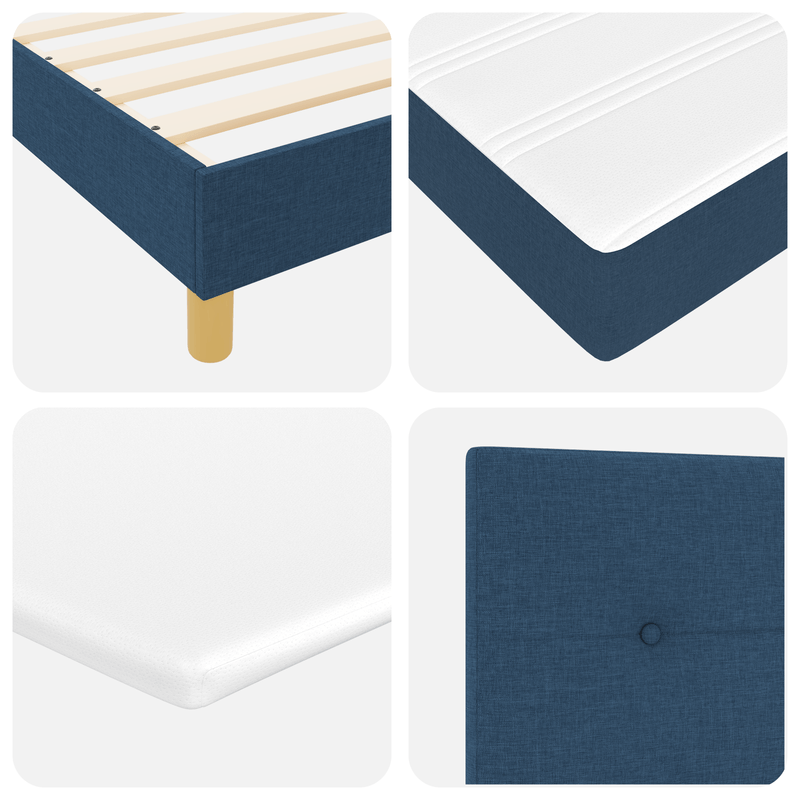 Casa si Gradina - Mobilier - Paturi si accesorii - Paturi - Pat box spring cu saltea, albastru, 90x200 cm, textil - Infinity.ro