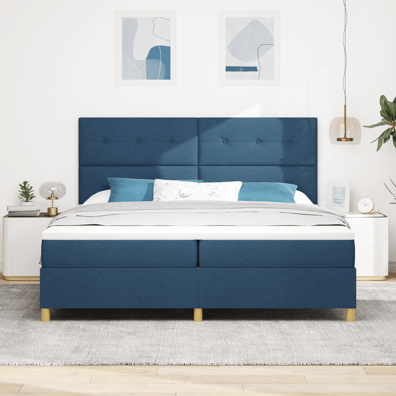 Casa si Gradina - Mobilier - Paturi si accesorii - Paturi - Pat Box Spring cu saltea Albastru 200x200 cm Tesatura - Infinity.ro
