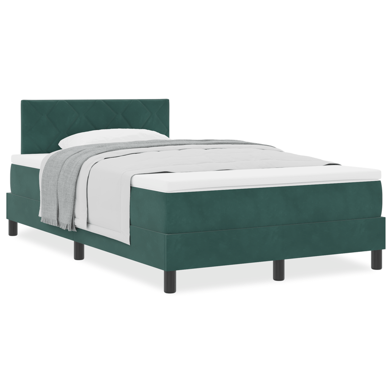 Casa si Gradina - Mobilier - Paturi si accesorii - Paturi - Pat box spring cu saltea, verde inchis, 120x200 cm, catifea - Infinity.ro