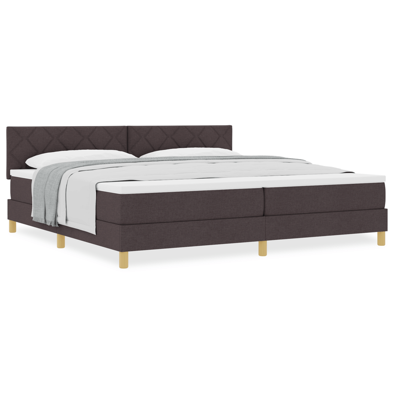 Casa si Gradina - Mobilier - Paturi si accesorii - Paturi - Pat cu arcuri cu saltea maro inchis 200x200 cm tesatura - Infinity.ro