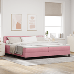 Casa si Gradina - Mobilier - Paturi si accesorii - Paturi - Pat box spring cu saltea, roz, 200x200 cm, catifea - Infinity.ro