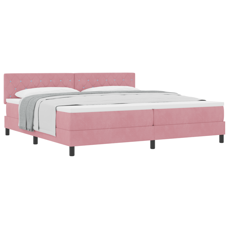 Casa si Gradina - Mobilier - Paturi si accesorii - Paturi - Pat box spring cu saltea, roz, 200x200 cm, catifea - Infinity.ro