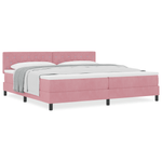 Casa si Gradina - Mobilier - Paturi si accesorii - Paturi - Pat box spring cu saltea, roz, 200x200 cm, catifea - Infinity.ro