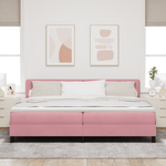 Casa si Gradina - Mobilier - Paturi si accesorii - Paturi - Pat box spring cu saltea, roz, 200x200 cm, catifea - Infinity.ro