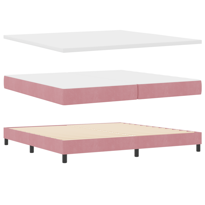 Casa si Gradina - Mobilier - Paturi si accesorii - Paturi - Pat box spring cu saltea, roz, 200x200 cm, catifea - Infinity.ro