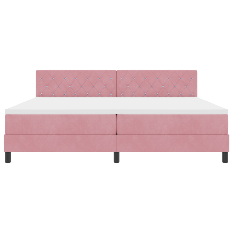 Casa si Gradina - Mobilier - Paturi si accesorii - Paturi - Pat box spring cu saltea, roz, 200x200 cm, catifea - Infinity.ro