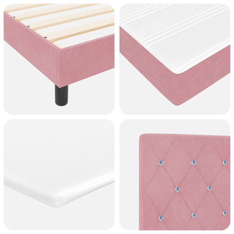 Casa si Gradina - Mobilier - Paturi si accesorii - Paturi - Pat box spring cu saltea, roz, 200x200 cm, catifea - Infinity.ro
