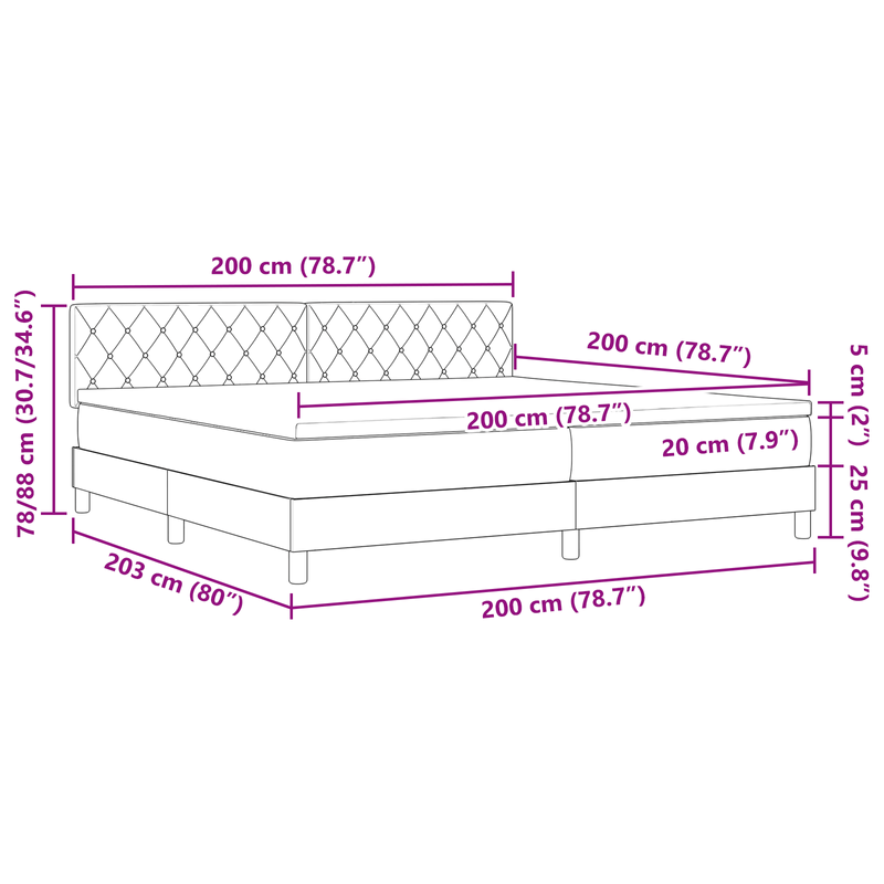 Casa si Gradina - Mobilier - Paturi si accesorii - Paturi - Pat box spring cu saltea, roz, 200x200 cm, catifea - Infinity.ro