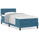 Casa si Gradina - Mobilier - Paturi si accesorii - Paturi - Pat box spring cu saltea, albastru inchis, single, catifea - Infinity.ro