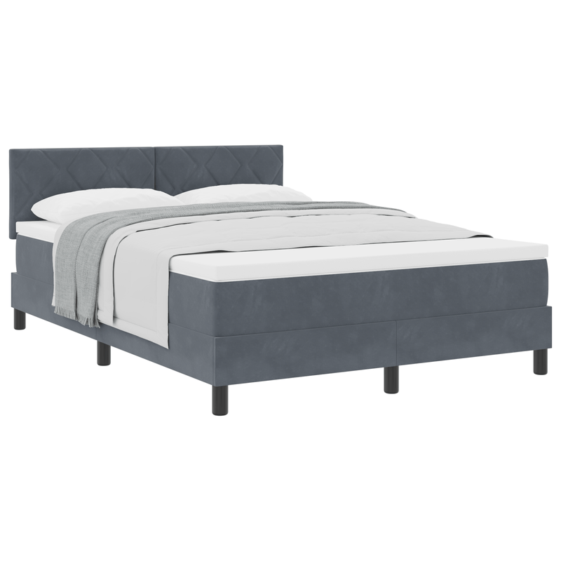 Casa si Gradina - Mobilier - Paturi si accesorii - Paturi - Pat box spring cu saltea, gri inchis, 160x200 cm, catifea - Infinity.ro