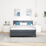 Casa si Gradina - Mobilier - Paturi si accesorii - Paturi - Pat box spring cu saltea, gri inchis, 160x200 cm, catifea - Infinity.ro