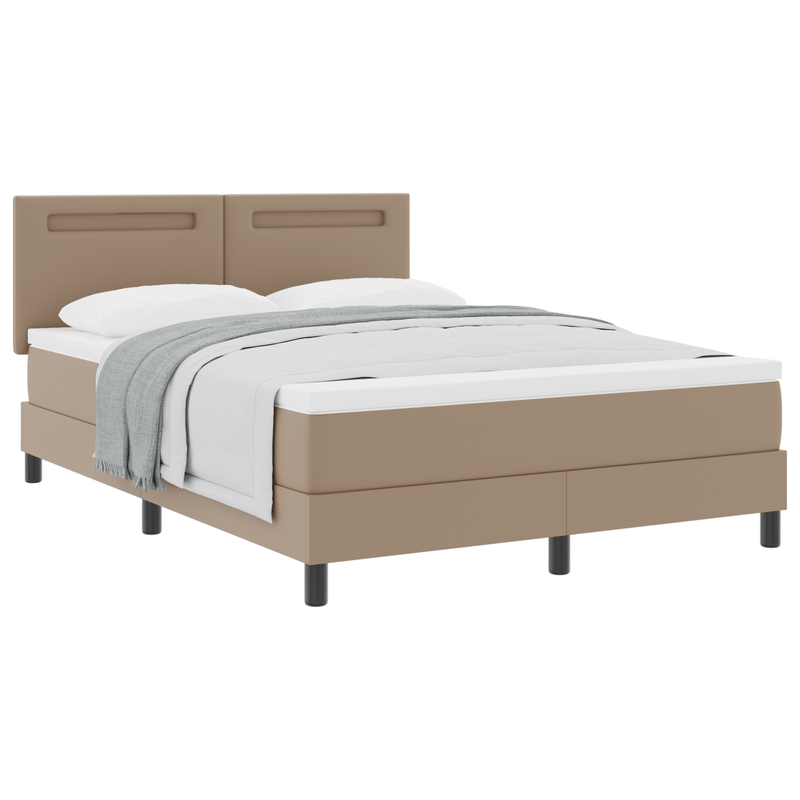 Casa si Gradina - Mobilier - Paturi si accesorii - Paturi - Pat Box Spring  cu saltea Cappuccino 140x200 cm Piele ecologica - Infinity.ro